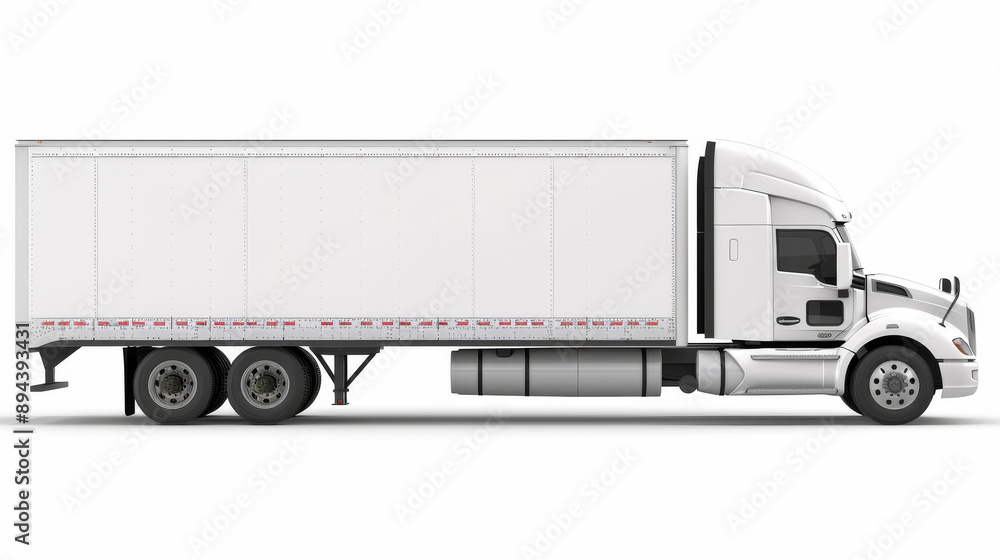 White semi-truck on a blank white background. White semi-truck on a blank white background.