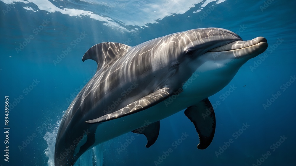 Fototapeta premium Dolphins racing through the waves with energy and enthusiasm