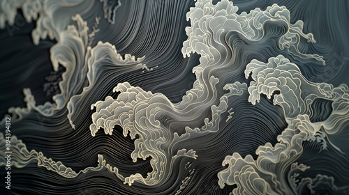 elegant gold and black wave patterns with intricate line work and swirling details in a luxurious and sophisticated design