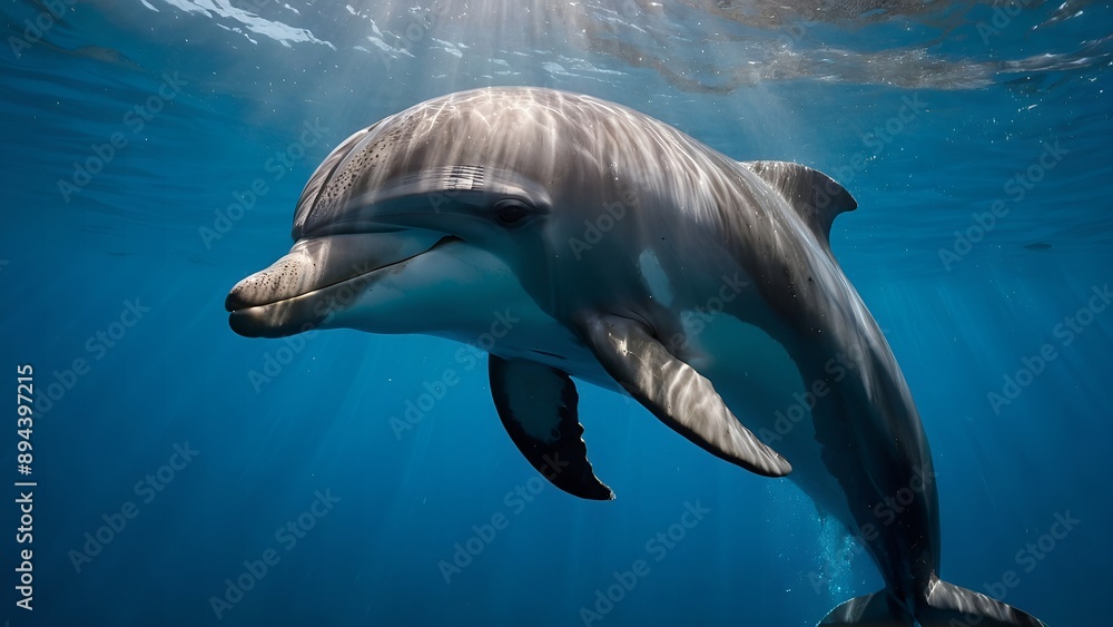 Fototapeta premium Dolphins creating beautiful splash patterns in the water
