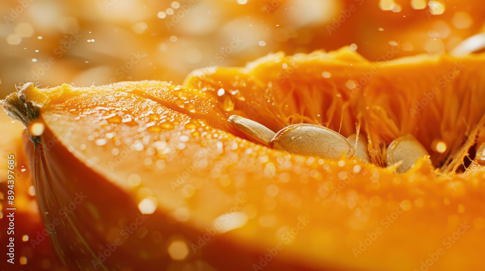 Macro Image of Freshly Cut Pumpkin Macro Image of Freshly Cut Pumpkin