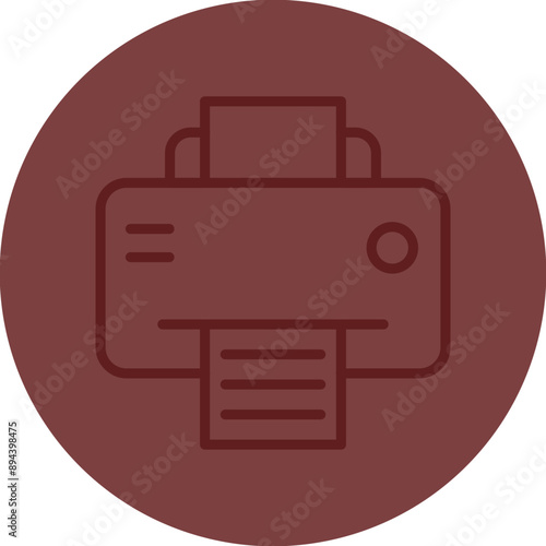 Printer Vector Line Maroon Circle Maroon