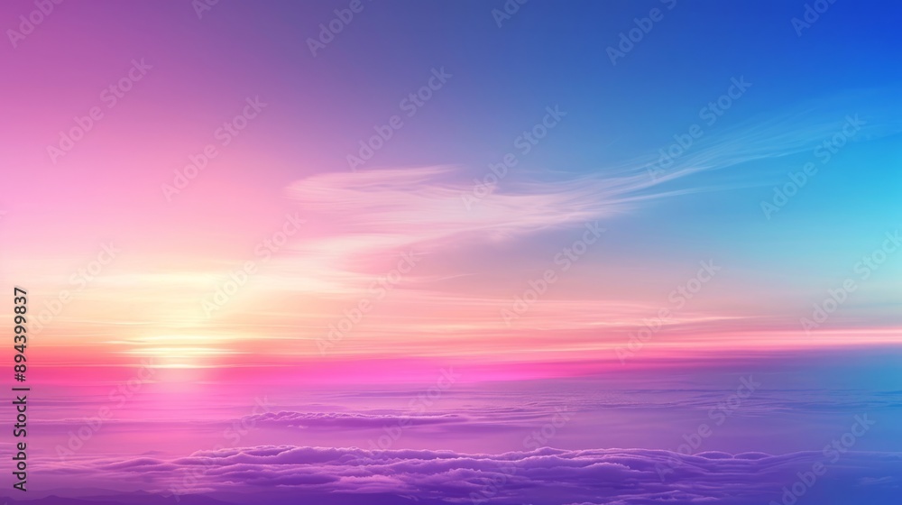 The sunset is mesmerizing, with vibrant pink, purple, and blue colors, casting an ethereal glow over the clouds The sunset is mesmerizing, with vibrant pink, purple, and blue colors, casting an ethereal glow over the clouds