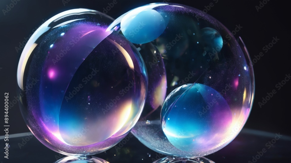 Glass Ball with Purple and Blue Design and Light Shining in Background Glass Ball with Purple and Blue Design and Light Shining in Background