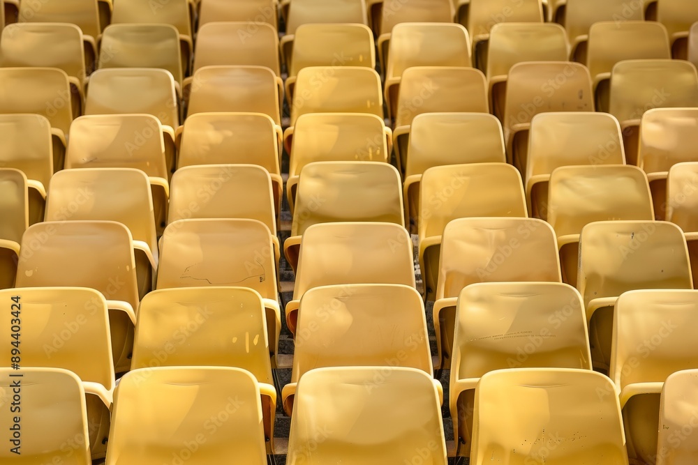 Fototapeta premium Empty snow-covered stands of the stadium. Beautiful simple AI generated image in 4K, unique.
