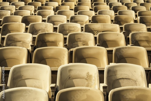 Empty stands and seats for fans and fans in the open-air stadium. Lack of fans during the pandemic.. Beautiful simple AI generated image in 4K, unique.