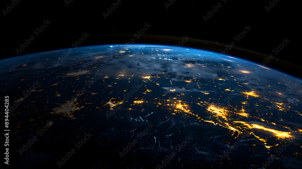 Earth at night copy space. Generative AI Earth at night copy space. Generative AI