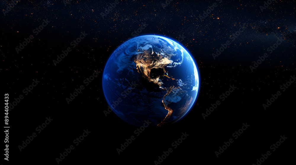 Obraz premium Earth at night copy space. Generative AI