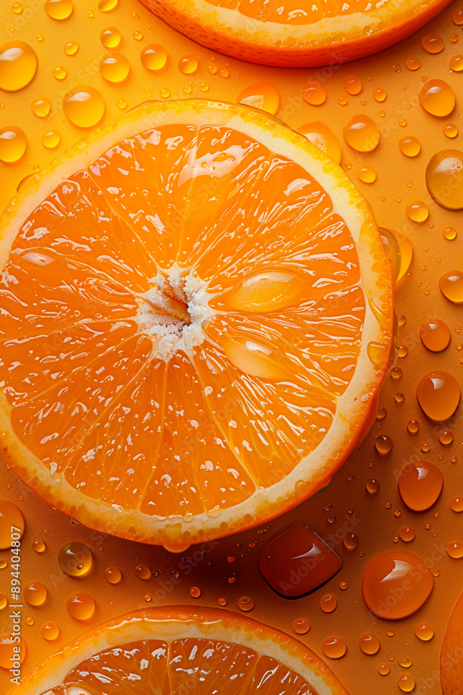 Top down view of oranges with drops of water
Top down view of oranges with drops of water