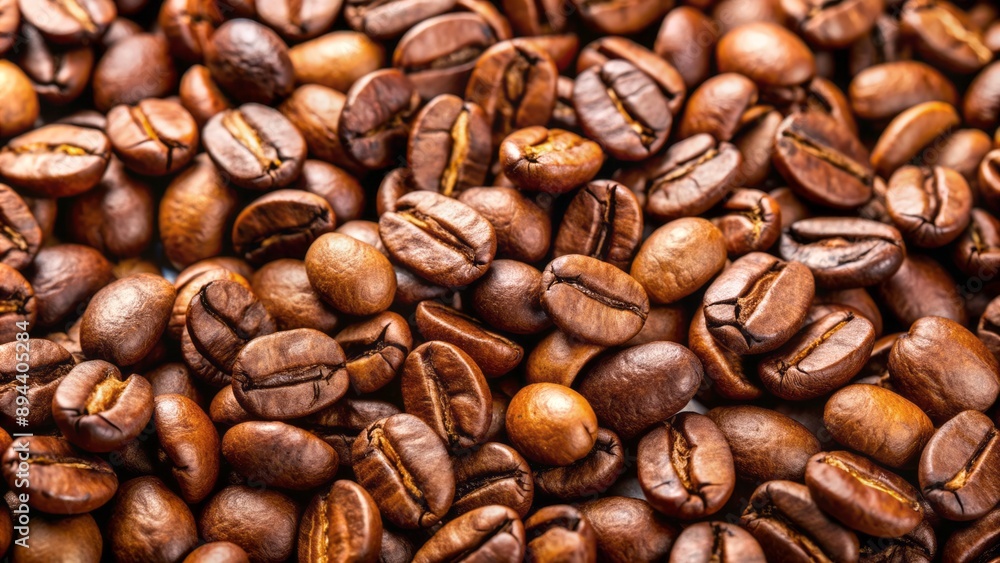 Freshly roasted brown coffee beans scattered randomly on a clean white background, illuminated by soft natural light, highlighting their texture. Freshly roasted brown coffee beans scattered randomly on a clean white background, illuminated by soft natural light, highlighting their texture.