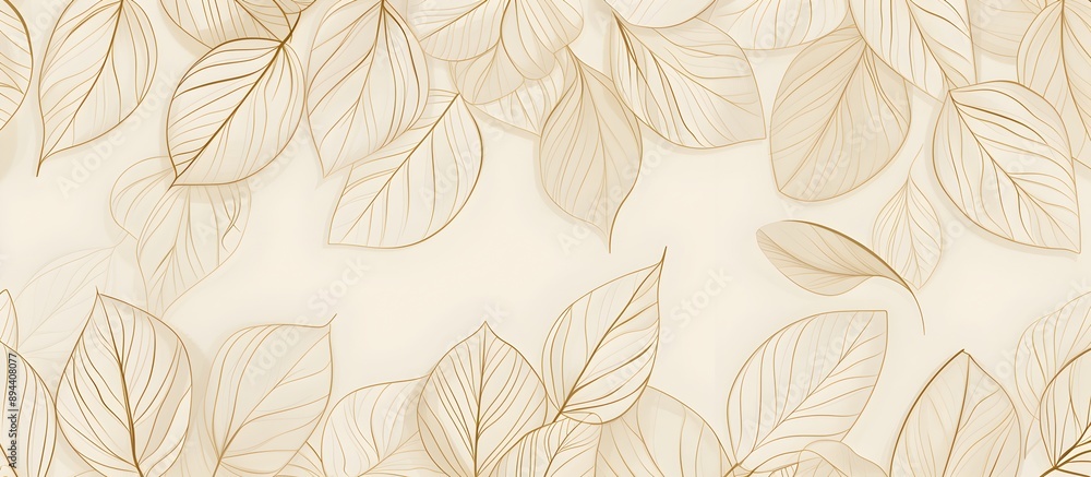 A seamless pattern with delicate white lines, creating an elegant outline of palm leaves on a pale beige background. Their gentle curves add movement and fluidity to the design. Artwork, a digital ill A seamless pattern with delicate white lines, creating an elegant outline of palm leaves on a pale beige background. Their gentle curves add movement and fluidity to the design. Artwork, a digital ill