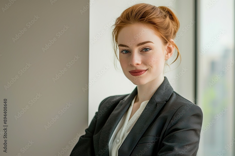 Business woman in professional suit posing confidently Business woman in professional suit posing confidently