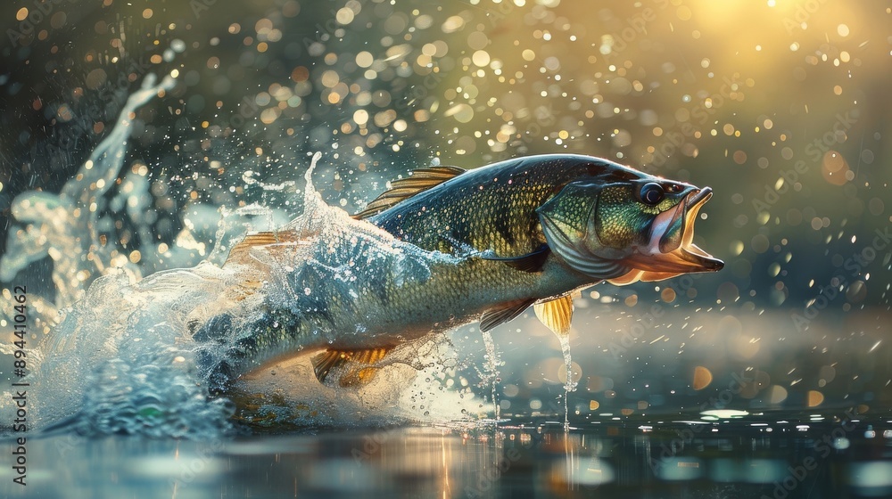 big fish jumping out of the water against the backdrop of nature big fish jumping out of the water against the backdrop of nature