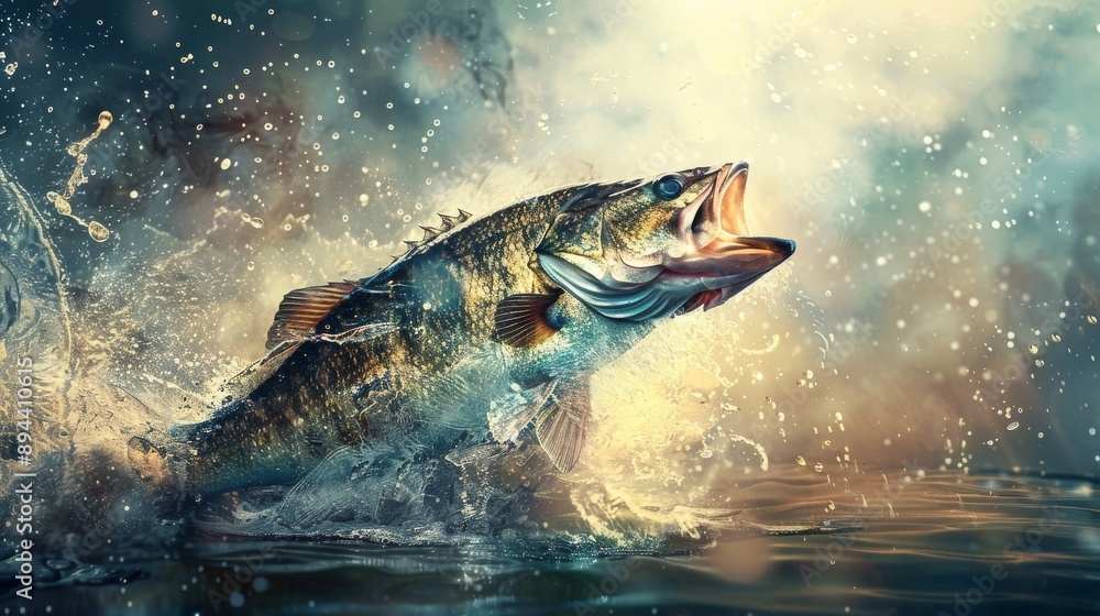 big fish jumping out of the water against the backdrop of nature big fish jumping out of the water against the backdrop of nature