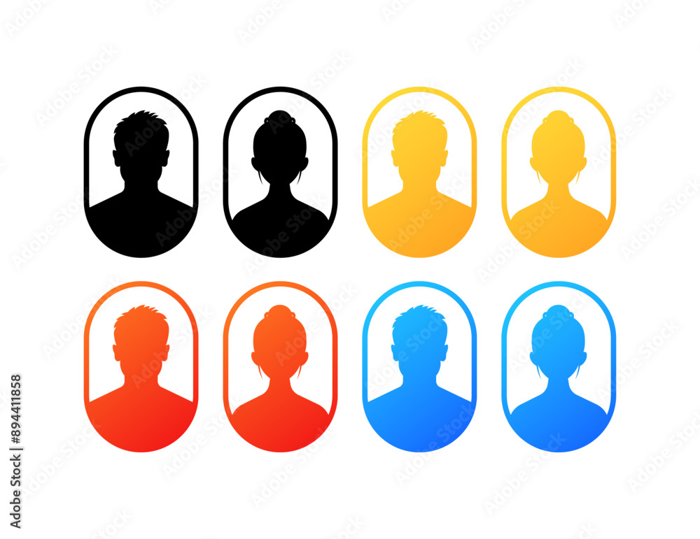 Profile icon set icons. Flat and silhouette styles. Vector icons. Profile icon set icons. Flat and silhouette styles. Vector icons.