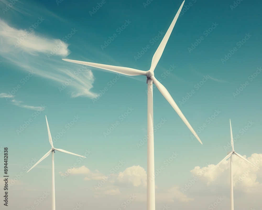 Wind farm with wildflowers blooming, renewable energy, natural harmony Wind farm with wildflowers blooming, renewable energy, natural harmony