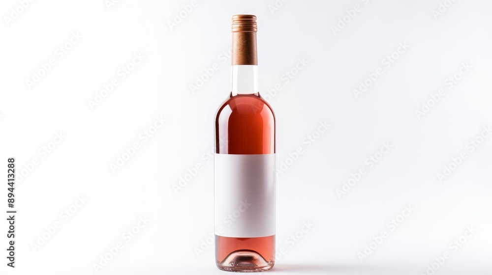 Stylish white rose wine bottle elegantly showcased on a pristine white background Stylish white rose wine bottle elegantly showcased on a pristine white background