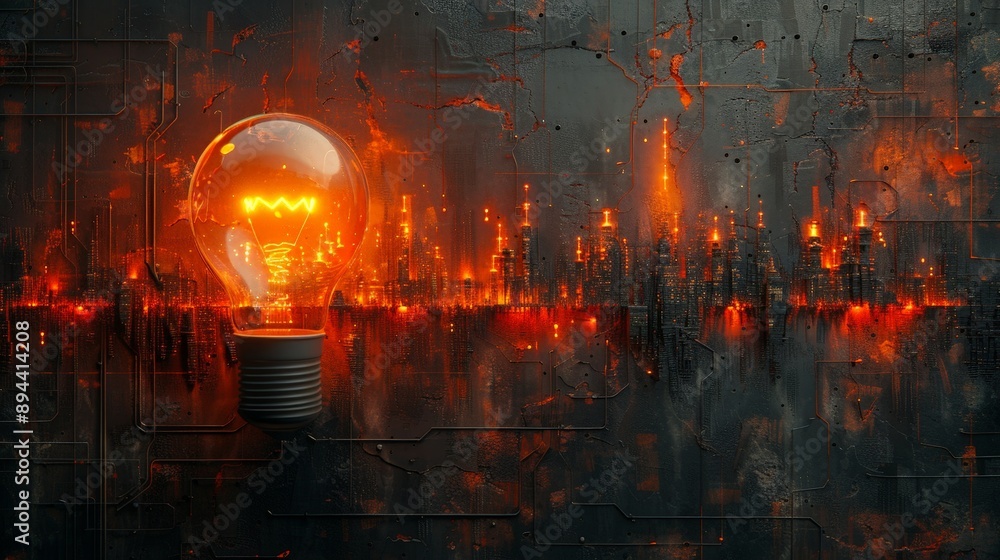 Obraz premium Illuminating Innovation - Abstract Image with Dark Tones and Orange Accents