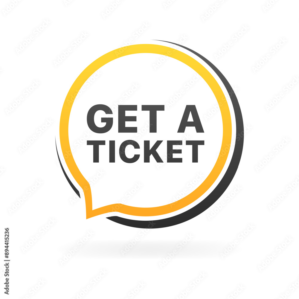 Get a ticket icon. Message bubble icon. Flat style. Vector icon. Get a ticket icon. Message bubble icon. Flat style. Vector icon.