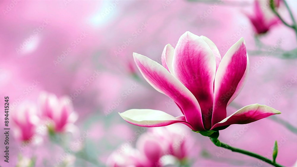 A stunning minimalist image of magnolia flowers in full bloom, set against a soft spring background, evoking a classic and elegant theme. A stunning minimalist image of magnolia flowers in full bloom, set against a soft spring background, evoking a classic and elegant theme.