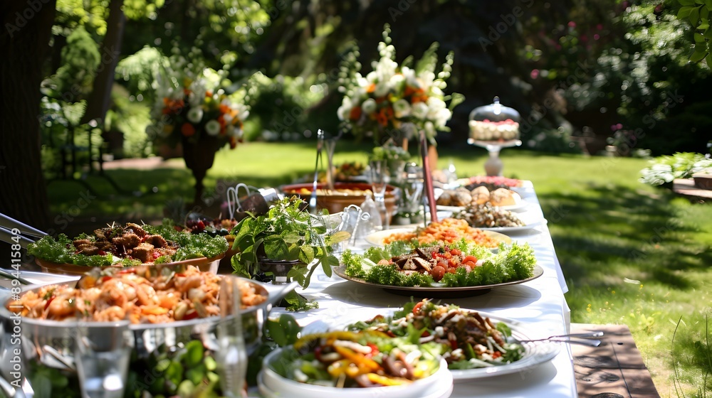 Catering for a celebration with long tables laden img