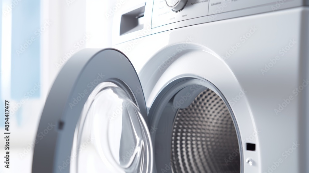 A close up of a washing machine with the door open, AI A close up of a washing machine with the door open, AI