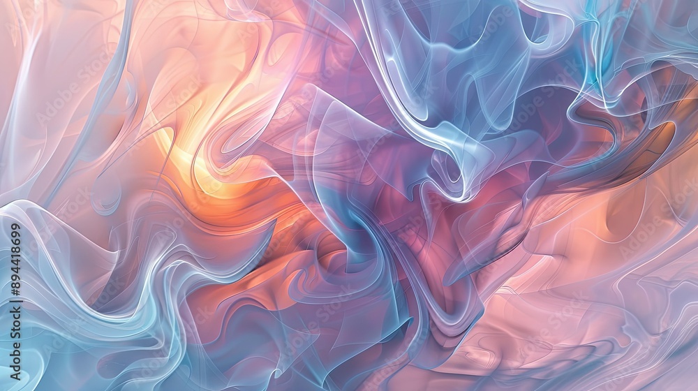 Obraz premium A fluid abstract background with swirling, smoke-like patterns in soothing colors