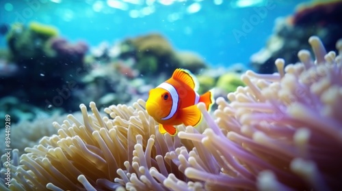 Clownfish and Anemone in a Vibrant Coral Reef