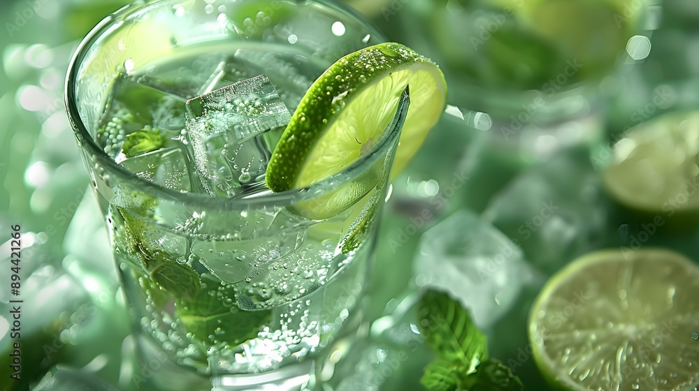 Fototapeta premium Cubes with mint and lime floating picture