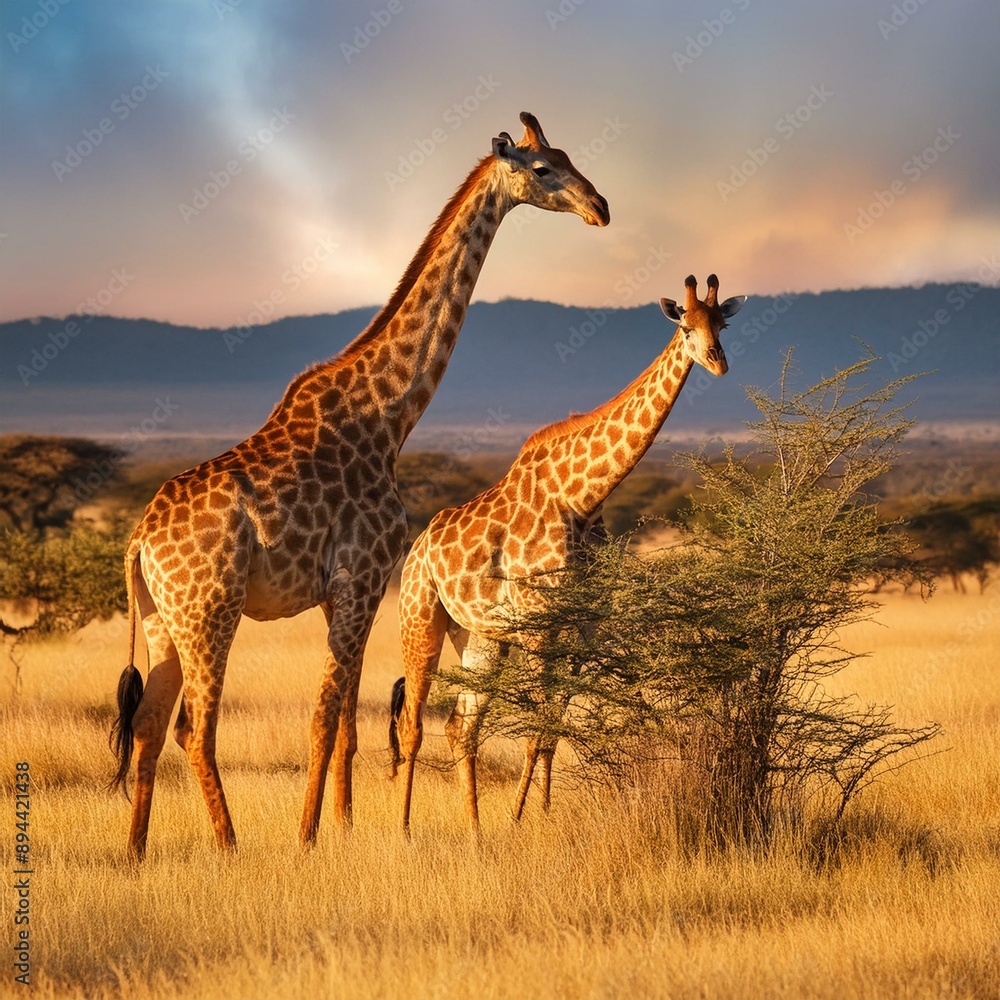 Obraz premium giraffe mammal animal, AI generated
