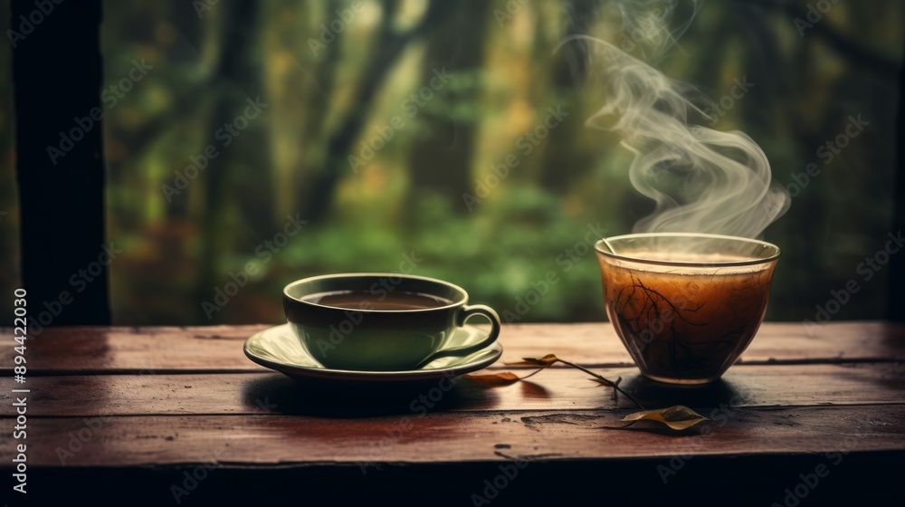 Tea steam rising, creating cozy ambiance, evoking warmth and comfort for a relaxing atmosphere Tea steam rising, creating cozy ambiance, evoking warmth and comfort for a relaxing atmosphere