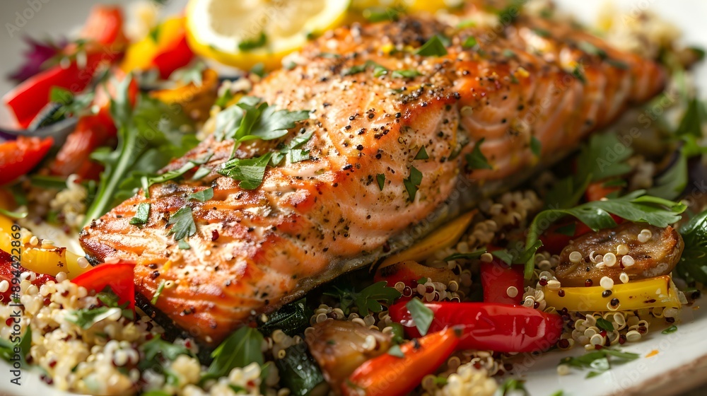 Grilled salmon served with a side dish img Grilled salmon served with a side dish img