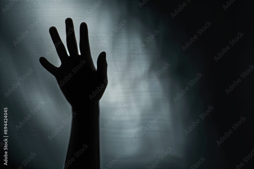 Mysterious Hand Shadow on Frosted Glass Mysterious Hand Shadow on Frosted Glass