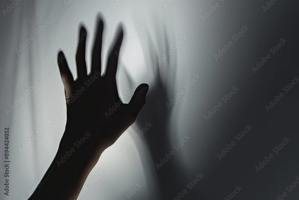 Mysterious Hand Shadow on Frosted Glass Mysterious Hand Shadow on Frosted Glass