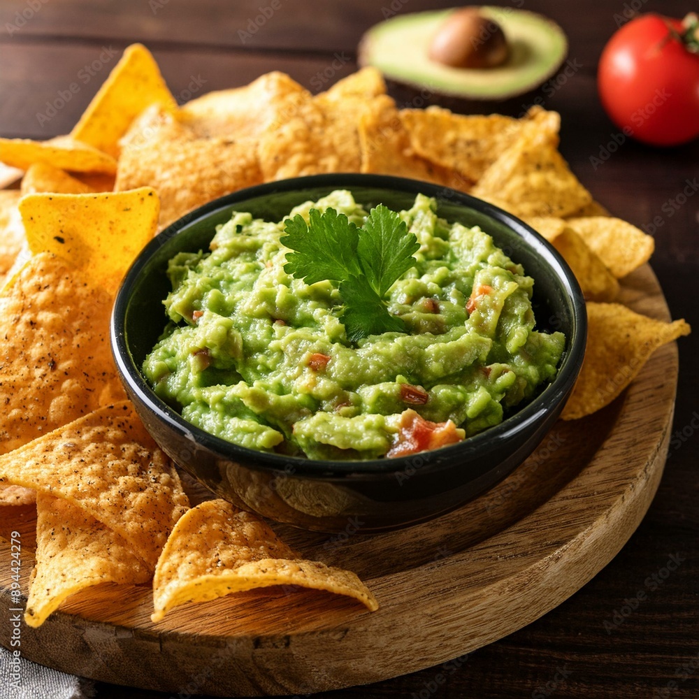 nachos with guacamole, AI generated nachos with guacamole, AI generated