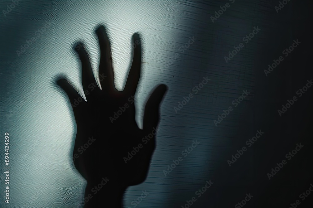 Mysterious Hand Shadow on Frosted Glass Mysterious Hand Shadow on Frosted Glass
