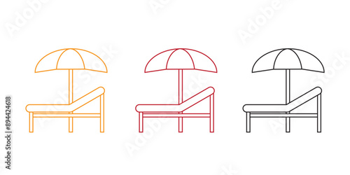 beach chair. beach seating sign. chaise longue and parasol. beach chair logo. flat style