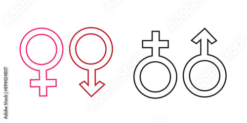 Male, famale icons. Vector illustration in flat design