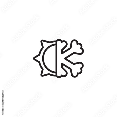 Conditioning system line icon. Sun and snowflake linear style sign for mobile concept and web design. Heat and cool outline vector icon. Editable icon.
