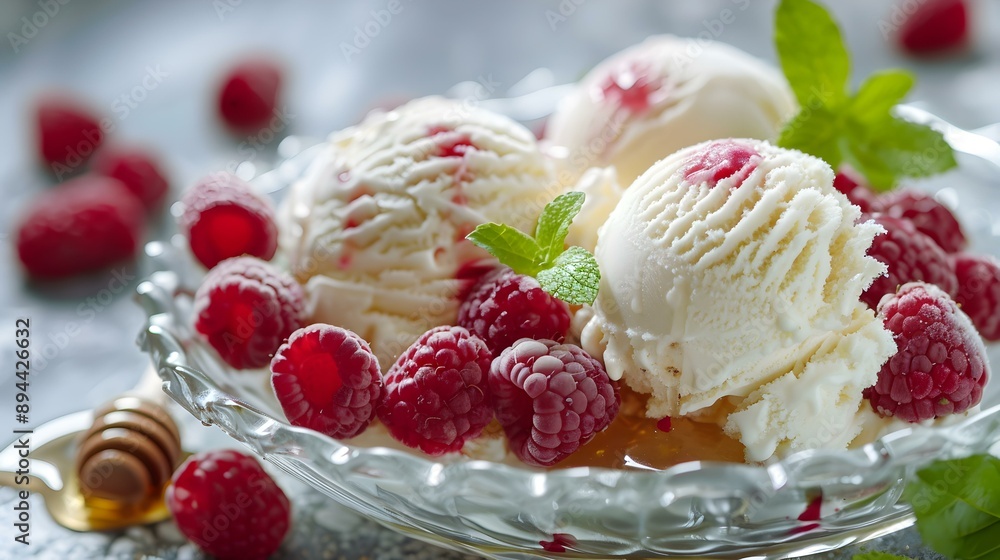 Ice cream served in a glass plate img Ice cream served in a glass plate img