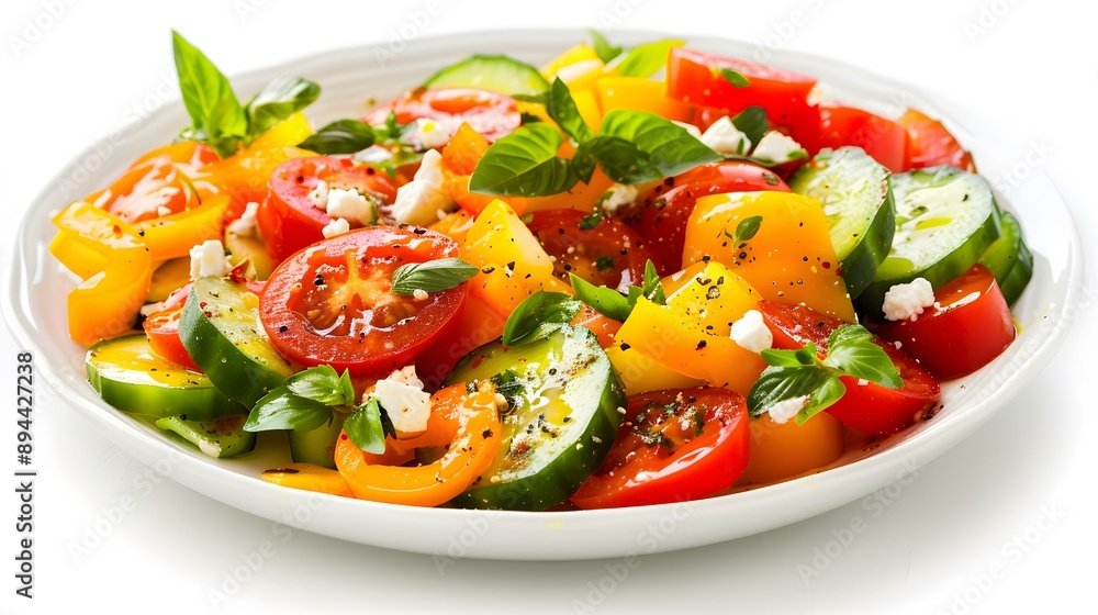 Salad of fresh vegetables including tomatoes cucumbers bell image Salad of fresh vegetables including tomatoes cucumbers bell image