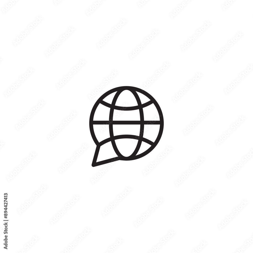 Globe icon with one bubble talk to company news. Globe icon with one bubble talk to company news.