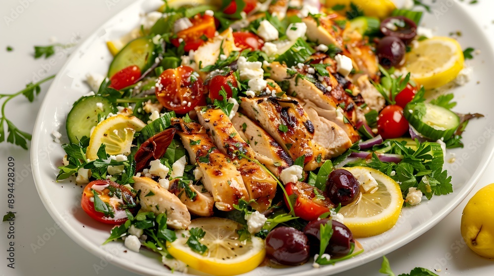 Salad with chicken cherry tomatoes feta cucumbers img Salad with chicken cherry tomatoes feta cucumbers img