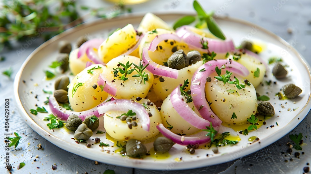 Salad with boiled potatoes red onions herbs Salad with boiled potatoes red onions herbs