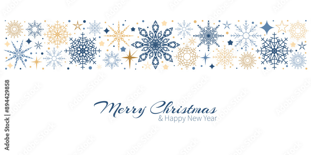 Christmas snowflake border with greetings. Holiday card with snowflakes Christmas snowflake border with greetings. Holiday card with snowflakes