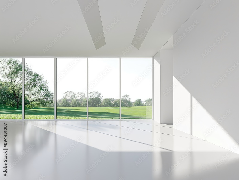 Fototapeta premium Bright Minimalist Room with Large Window
