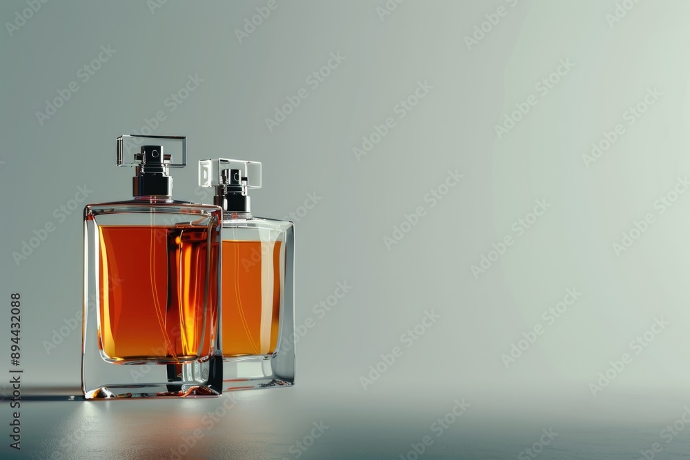Unisex perfume bottles on gray background. Unisex perfume bottles on gray background.