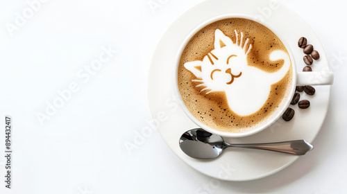 A Cup of Coffee With a Cat Latte Art Design