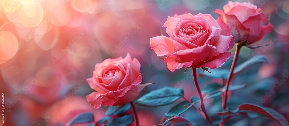 Pink Roses Blooming in Sunlight Pink Roses Blooming in Sunlight