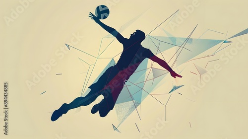 Illustration of abstract volleyball player silhouette in triangle. volleyball player, sport. 